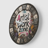 Artist Work Zone Creative Studio Gift for Artists ラージ壁時計 (傾斜)