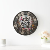 Artist Work Zone Creative Studio Gift for Artists ラージ壁時計 (ホーム)