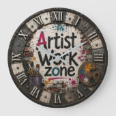 Artist Work Zone Creative Studio Gift for Artists ラージ壁時計 (正面)
