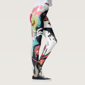 Artistic Abstract Floral-Paint Splatter Yoga Pants レギンス (右)