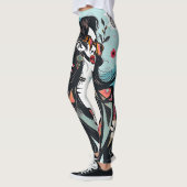 Artistic Abstract Floral-Paint Splatter Yoga Pants レギンス (左)