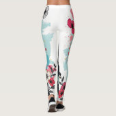 Artistic Abstract Floral-Paint Splatter Yoga Pants レギンス (裏面)