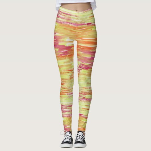 Artistic Abstract Psychedelic Color Burst Opaque レギンス (正面)