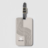 Artistic aesthetic stripes minimal Monogram ラゲッジタグ (正面縦)