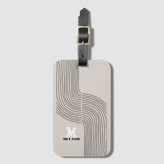 Artistic aesthetic stripes minimal Monogram ラゲッジタグ (正面縦)