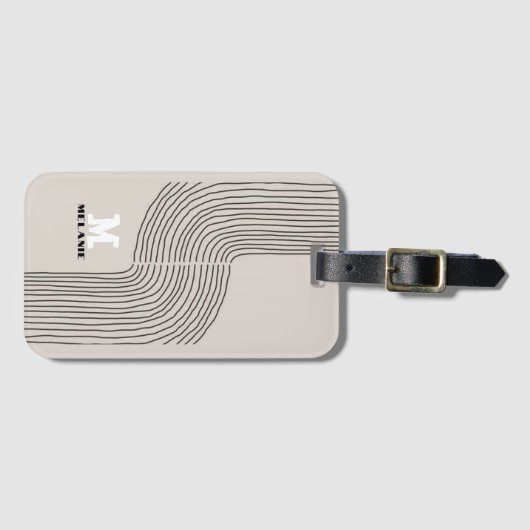 Artistic aesthetic stripes minimal Monogram ラゲッジタグ (正面横)