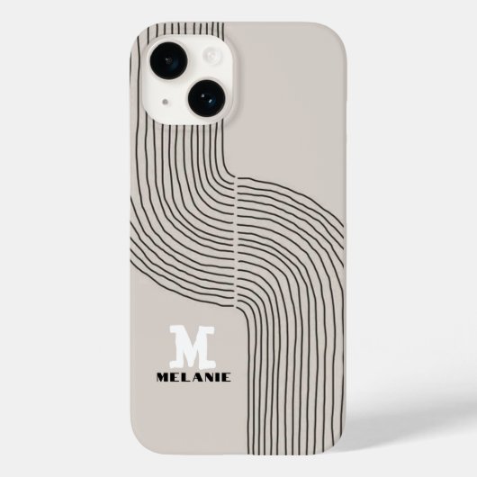Artistic aesthetic stripes minimal Monogram Case-Mate iPhoneケース (裏面)
