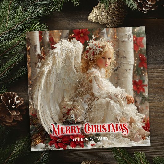 Artistic angelic angel red gold festive magical  シーズンカード