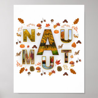 Artistic Autumn Leaves Typography Photo Collage  ポスター