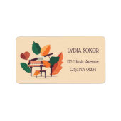 Artistic Autumn Piano Custom Return Address Labels ラベル (正面)