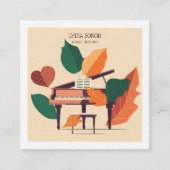 Artistic Autumn Piano QR Code Music Business Card スクエア名刺 (正面)