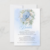 Artistic Blue Hydrangea Gold details card 出欠カード (正面)