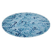 Artistic Blue Mosaic Petals Glass Cutting Board カッティングボード (角)