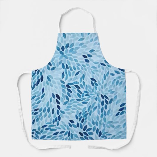 Artistic Blue Petals Watercolor Pattern エプロン (正面)