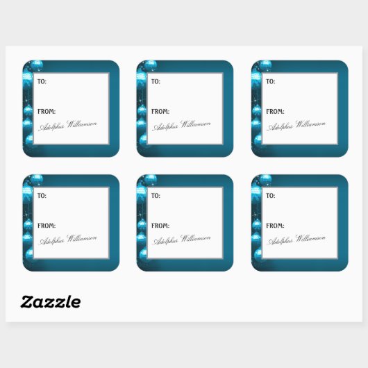 Artistic Blue Snowflakes Christmas Gift Label スクエアシール (シート)