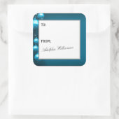 Artistic Blue Snowflakes Christmas Gift Label スクエアシール (バッグ)