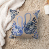 Artistic Blue Swans Watercolor Hand-painted クッション (ブランケット)