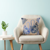 Artistic Blue Swans Watercolor Hand-painted クッション (椅子)