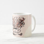Artistic Boho Botanical Coffee Cup Two-Tone Mug コーヒーマグカップ (正面右)
