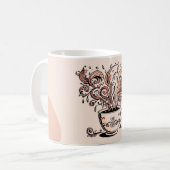 Artistic Boho Botanical Coffee Cup Two-Tone Mug コーヒーマグカップ (正面左)