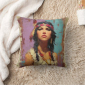 Artistic Boho Portrait Decorative Pillow クッション (ブランケット)