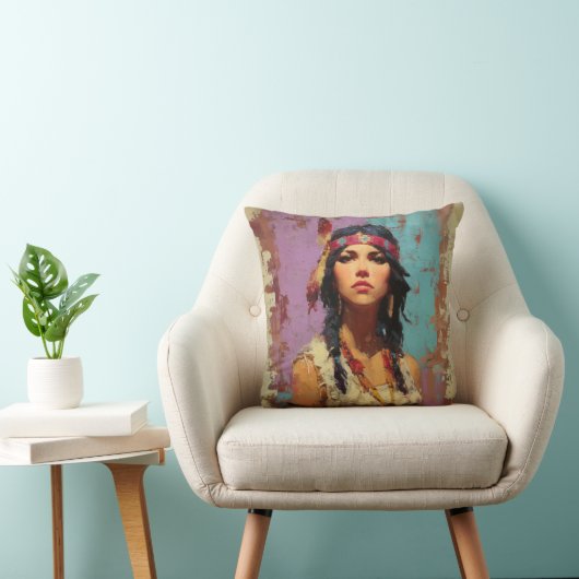 Artistic Boho Portrait Decorative Pillow クッション (椅子)