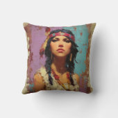 Artistic Boho Portrait Decorative Pillow クッション (裏面)