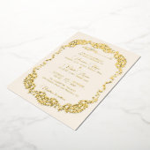 Artistic Botanical Floral Paisley Muslim Wedding 箔招待状 (回転した状態)