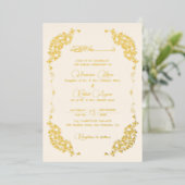 Artistic Botanical Floral Paisley Muslim Wedding 箔招待状 (立ち正面)