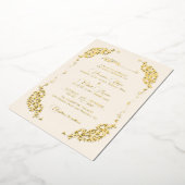 Artistic Botanical Floral Paisley Muslim Wedding 箔招待状 (回転した状態)