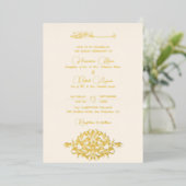 Artistic Botanical Floral Paisley Muslim Wedding 箔招待状 (立ち正面)