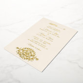 Artistic Botanical Floral Paisley Muslim Wedding 箔招待状 (回転した状態)