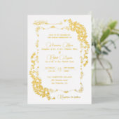 Artistic Botanical Floral Paisley Muslim Wedding 箔招待状 (立ち正面)