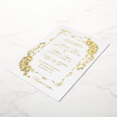 Artistic Botanical Floral Paisley Muslim Wedding 箔招待状 (回転した状態)