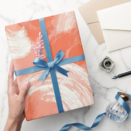 Artistic Brush Stroke Coral Peach Abstract Pattern ラッピングペーパー