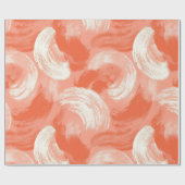 Artistic Brush Stroke Coral Peach Abstract Pattern ラッピングペーパー (フラット)