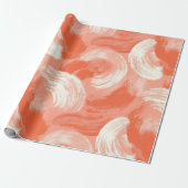 Artistic Brush Stroke Coral Peach Abstract Pattern ラッピングペーパー (アンロールド)