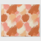 Artistic Brush Stroke Coral Peach Abstract Pattern ラッピングペーパー (フラット)
