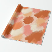Artistic Brush Stroke Coral Peach Abstract Pattern ラッピングペーパー (アンロールド)