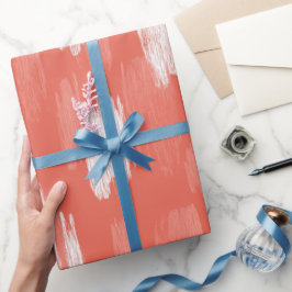 Artistic Brush Stroke Coral Peach Abstract Pattern ラッピングペーパー