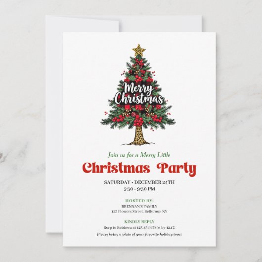 Artistic Buffalo Christmas Tree Party Invitation 招待状 (正面)