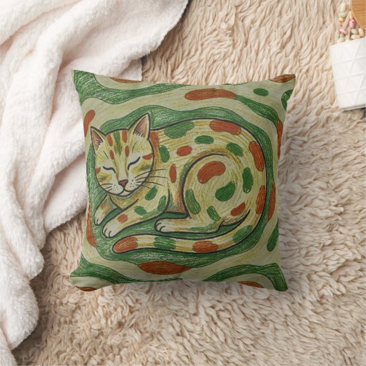 Artistic Calico Cat Camouflage Abstract Pattern クッション (ブランケット)
