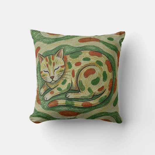 Artistic Calico Cat Camouflage Abstract Pattern クッション (正面)