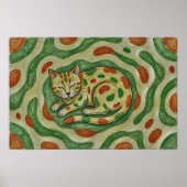 Artistic Calico Cat Camouflage Abstract Pattern ポスター (正面)