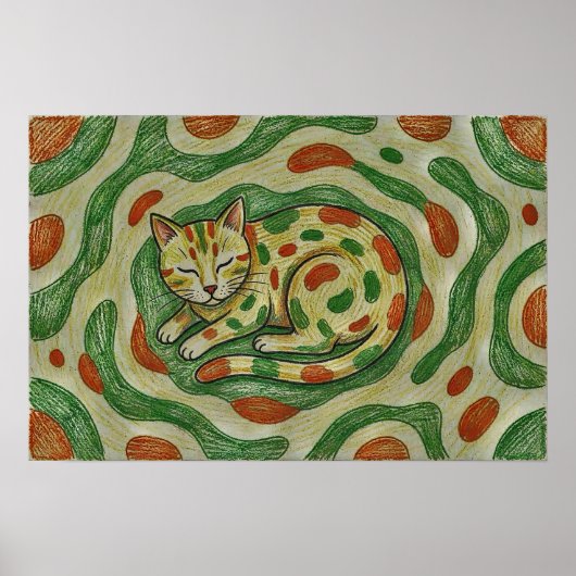 Artistic Calico Cat Camouflage Abstract Pattern ポスター (正面)