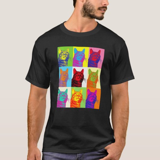 Artistic Cat 1960s Pop Cat Cat Tシャツ (正面)