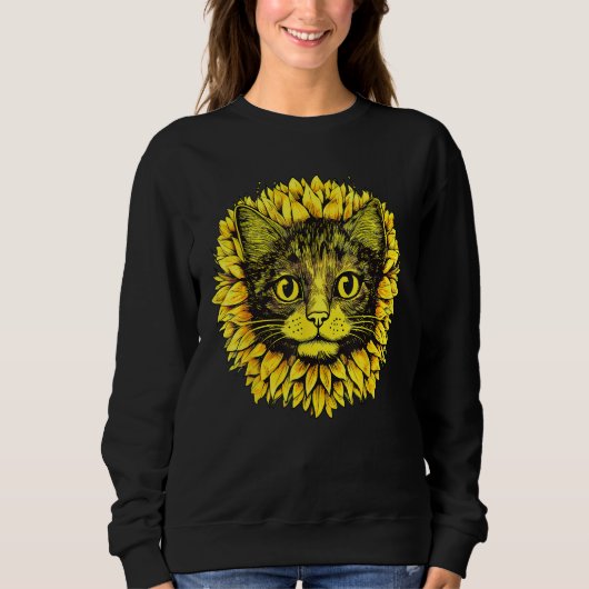 Artistic  Cat Face in the middle of Sunflower Stan スウェットシャツ (正面)
