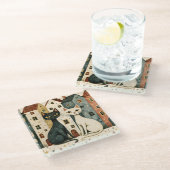 Artistic Cats ガラスコースター (アングル)