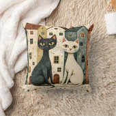 Artistic Cats Throw Pillow クッション (ブランケット)