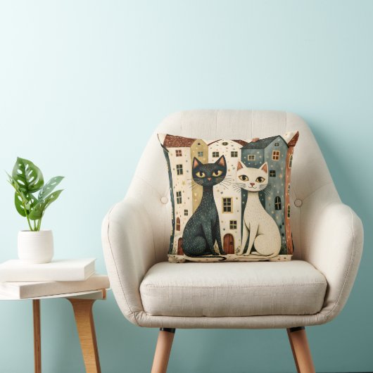 Artistic Cats Throw Pillow クッション (椅子)